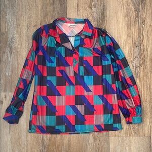 Colorful Geometric Long Sleeve Blouse